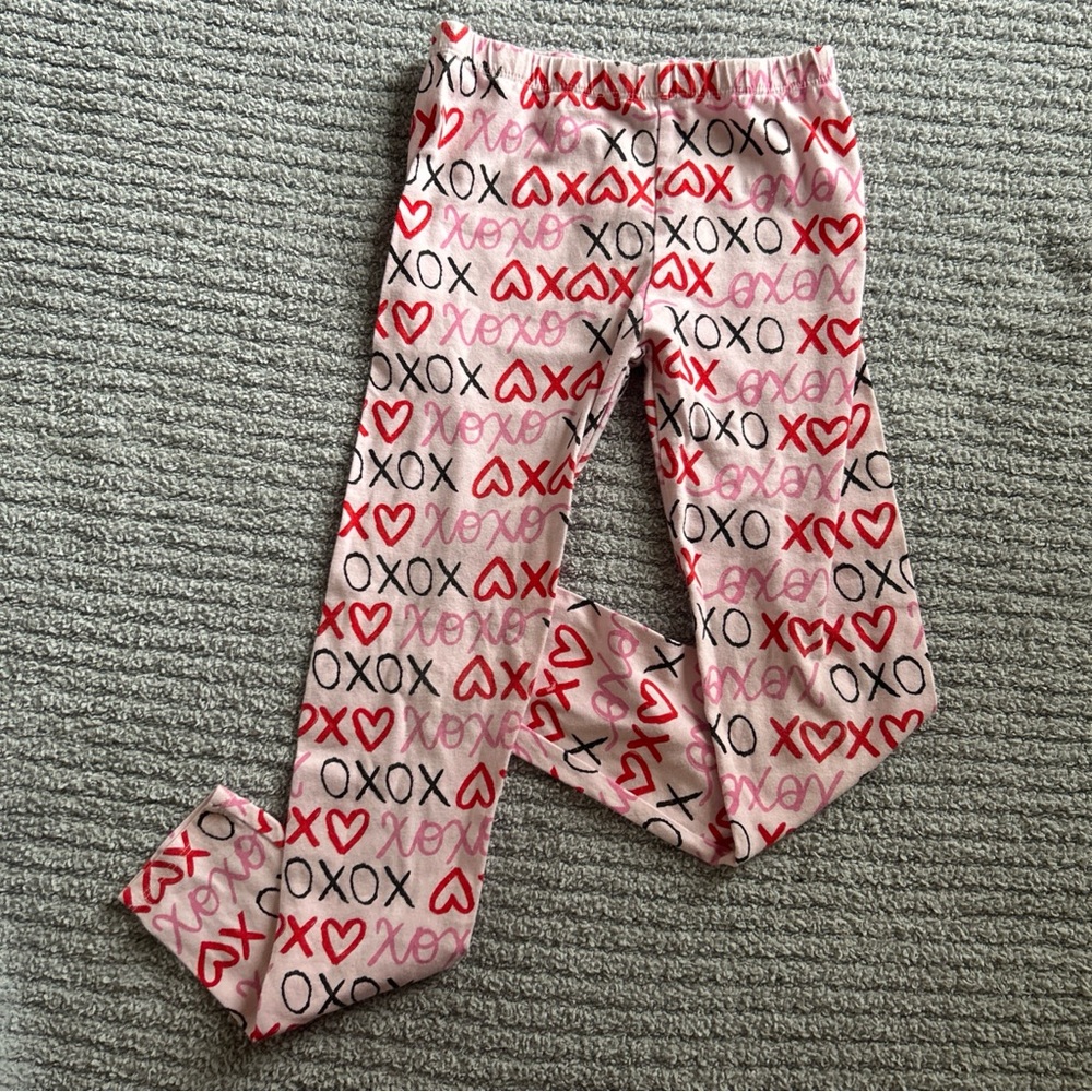 FabKids Pink and Red XOXO‎ Leggings Valentines Day Girls XL 12